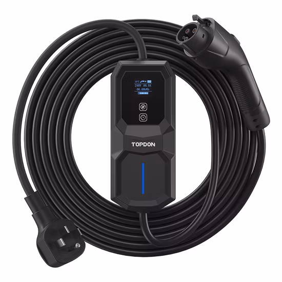 Topdon New Arrival USA Europe UK Stock Pulseq AC Portable 3.7kw 7.7kw Type 2 1 LCD Display Fast Charging Station Electric Vehicle Car Smart Portable EV Charger
