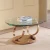 Import Transparent glass double-deck convertible coffee table with stainless steel base tea table multifunctional  round  coffee tables from China