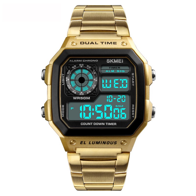 Trend 2020 Skmei 1335 Rose Gold Stainless Steel Watch Popular Digital Gold Wrist Watch