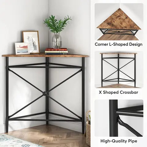 Buy Triangle Corner Console Table, Industrial Corner Shelf Display Rack ...