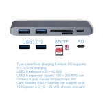 Type c usb hub multi-function converter card reader usb3.1 hub usb c adapter aluminum metal usb3.0 converter PD charging port