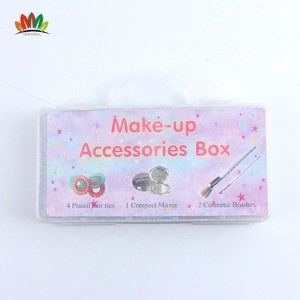 Unicorn makeup brushes set with mirror and glitter portable plastic box