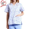 unisex print pattern medical scrub top hospital scrubs nurse tuincs uniform