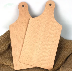 Unpainted solid wood bread board beech pizza cake tray kitchen cutting board handle chopping board