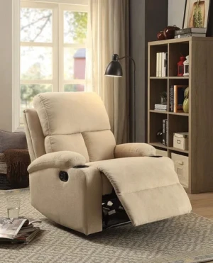 Velvet Motion Recliner Chair Single Sofa with Cup Holder for Living Room