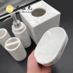 White marble stone bathroom accessories set for home hotel decoration