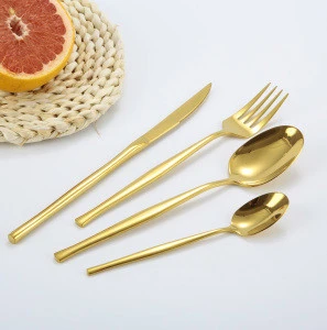 Wholesale 18/10 metal gold cutlery set wedding use Stainless steel flatware