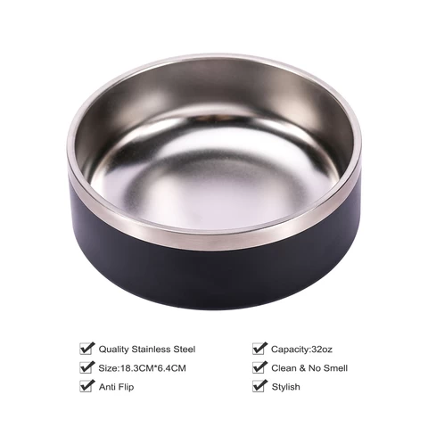 wholesale 32oz 64oz double wall stainless steel dog bowl manufacturer stainless steel pet bowl with Logo Custom