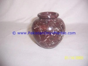 Wholesale cheap price natural marble vases red zebra marble handcrafted natural stone flower vases planters pots
