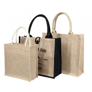 Wholesale Custom jute bag Printing Logo Natural Eco Friendly Recycle Foldable Jute Shopping Bag