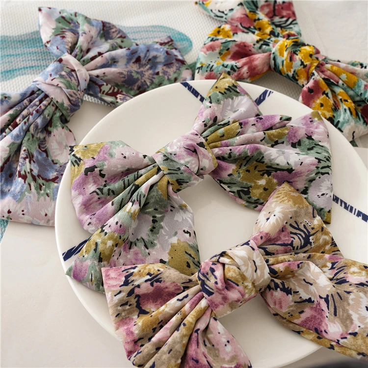 Wholesale fabric bow hair barrette hair clip ribbon bow patterned chinese Hair Accessories  for girls women