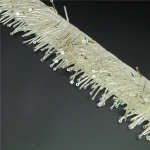 Wholesale Fancy tinsel handmade carpet chainette embroidered bugle sequin beads silver fringe