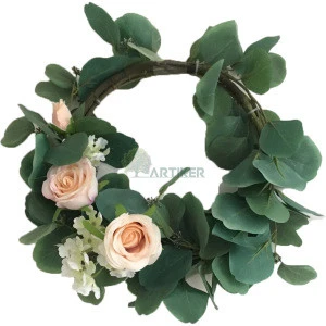 wholesale indoor decorative Wedding Spring Door flowers Wreaths for Front Door Eucalyptus Wreath