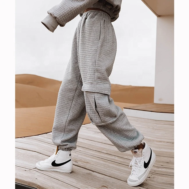 Wholesale OEM custom casual logo comfy cotton harem cargo jogger pants womens multicolor sweatpants women