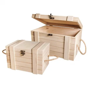 Wholesale Pine Plywood Crate Wood Packaging Gift Boxes With Hinge