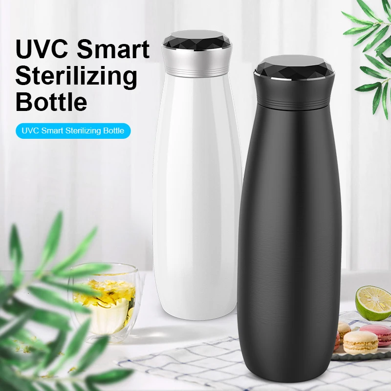 wholesale Portable SS304 Sports Thermos Cup UV Light Self Cleaning Water Bottle Ultraviolet Sterilizing Water Bottle