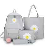 Wholesale women's outdoor travelling solid color school backpack bag set