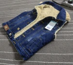 winter children's thicken with hood vest boy's denim warm waistcoat