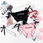women panty cotton ribbon letter lady panty g-string mid rise underwear for woman 3019