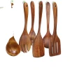 Wooden Utensils Large Kitchen Cooking Utensil For Non Stick Cookware,Natural Teak Wood Spoons Spatula Ladle Colander