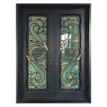 wrought iron door and glass entrance  steel doors design