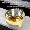 YITIAN Round Gold Stainless Steel Luxury Special Price Buffet Stove Chafing Dish Dome Soup Food Warmer Set With Big Glass Cover