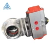 Yongda Sanitary 304 316L Stainless Steel double acting pneumatic actuator thread Butterfly Valve