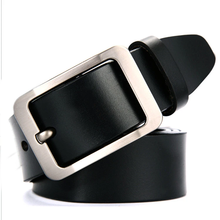 YS-BT022 Guangzhou custom logo alloy pin buckle brown and black 100% genuine belt leather belt for men