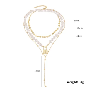Y&Y Fashion All-match Multi-layer Sequin Thin Chain Alloy Pearl Necklaces
