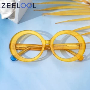 Zeelool Classic Lovely Acetate Round Design Glasses Purple Color Optical Eyeglasses Frame For Female