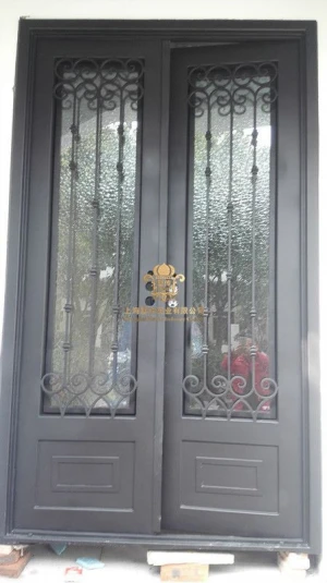 China wrought iron doors design for sale and wholesale luxury design with fly screen and glass door openning hc-id1
