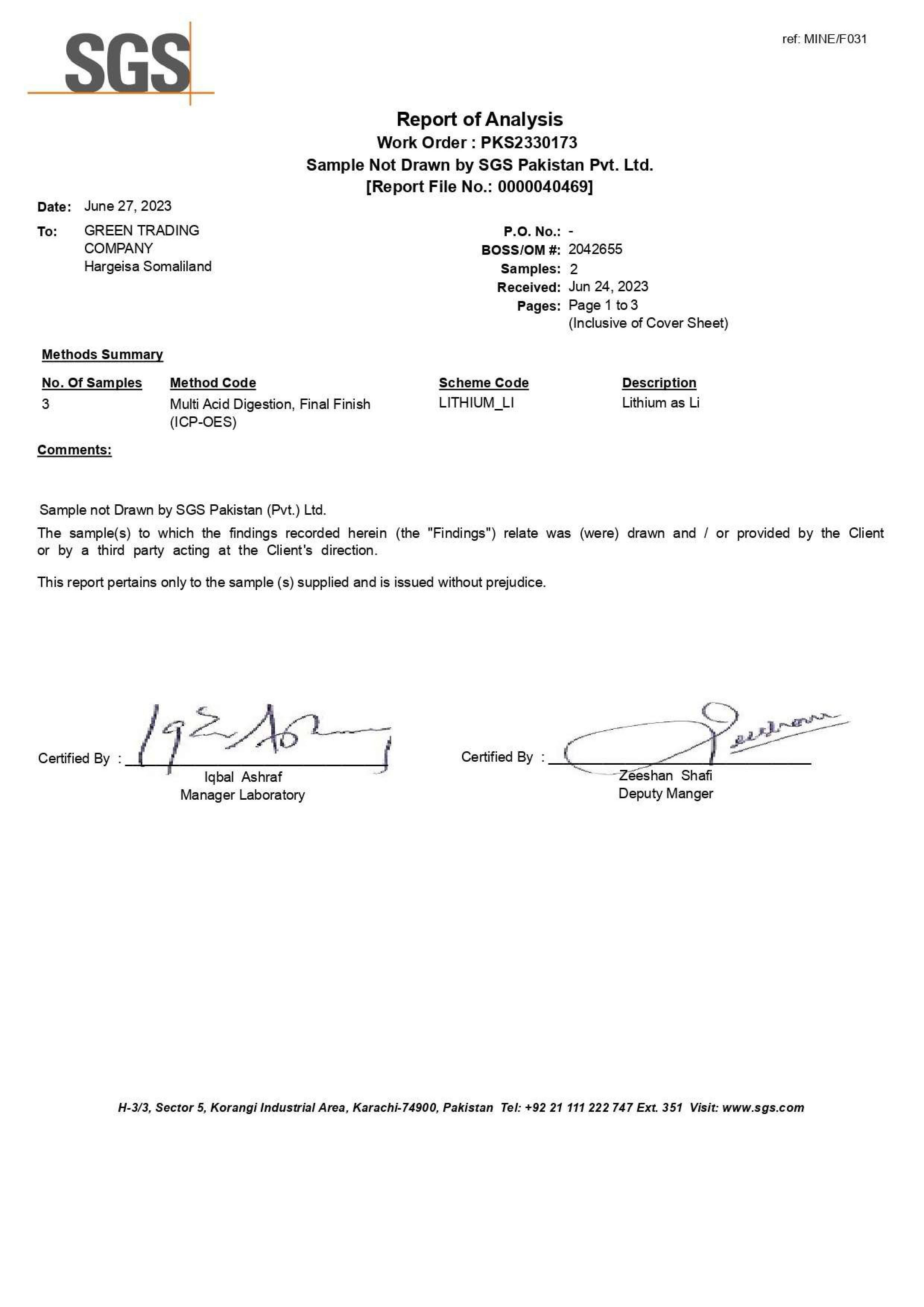 Buy Lithium 7,8% from Ancamta resources company, Somalia | Tradewheel.com