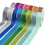 Double Face Metallic Silver Glitter Ribbon Glitter Tape
