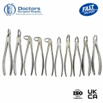 Dental Extracting Forceps Set 10 Pcs Upper & Lower Full Arch | German Stainless Steel | Reusable Dental Surgical Instru