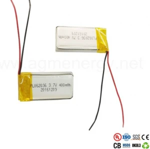 PL062036 3.7V 400mAh lithium-polymer batteries