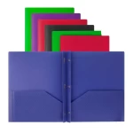 Hot Selling Assorted Color File Folder Durable Plastic Folder Double Pocket Folders with Prongs