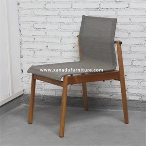 Xanadu furniture modern garden outdoor stack chair KD design lounge chaise sold wood teak frame