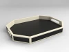 High-Gloss-Lacquer Octangon Tray with Leather Decor