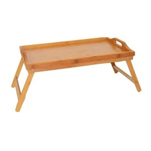 100% Bamboo Foldable Breakfast Desk Eco-friendly Bed Serving Tray with Legs Portable Coffee Table Wooden Picnic Furniture