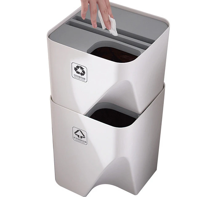 10.5L 14L Colorful small square stackable plastic trash bin corner waste bin for kitchen bathroom saving space