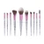 Import 10pcs synthetic hair professional makeup brushes private label eyebrow lipstick eyeshdaow blending glitter crystal brush from China