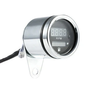 12V Motorcycle Digital 2 in 1 Tachometer RPM Shift Meter Fuel Gauge Meter with Digital LED Indicator