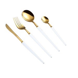 16Pcs/set Korean cutipol goa gold white stainless steel wedding  flatware