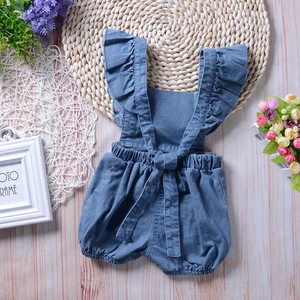2018 INS Fashion Baby Girls Romper Jeans Design Outdoor Wear Blank Baby Romper