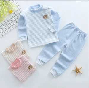 2018 new Shu Rong color cotton children  underwear  girl  set stereo pit striped cotton underwear baby Qiuyi Qiuku