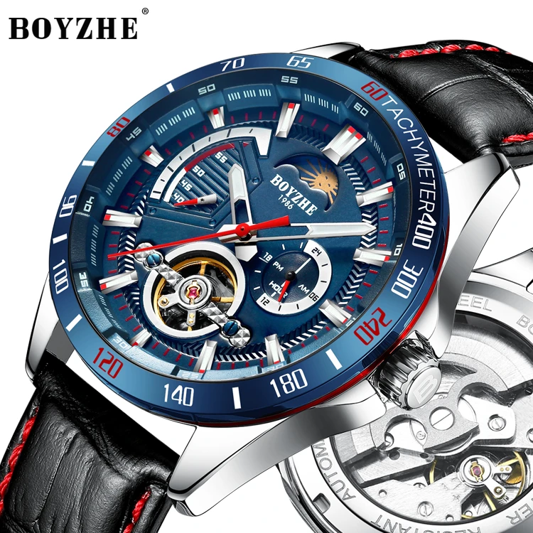2019 new high quality men automatic watch oem custom logo mechanical wrist watches boyzhe mechanical watch