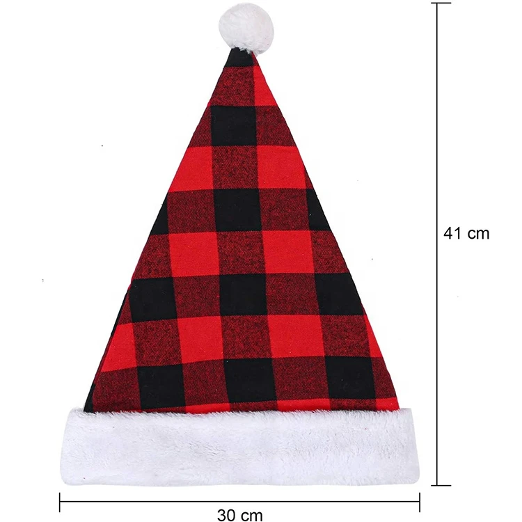 2020 Home Party Christmas Decoration Plaid Christmas Hats For Adults Santa Hat
