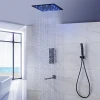 2020 New Arrival High-end concealed 16 Inches brass black thermostatic bath rain shower faucet mixer set