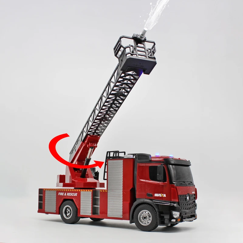 2020 New Huina 1561 1:14 Simulation Fire Engineering Toy Car With Sprinkler And Fire Ladder