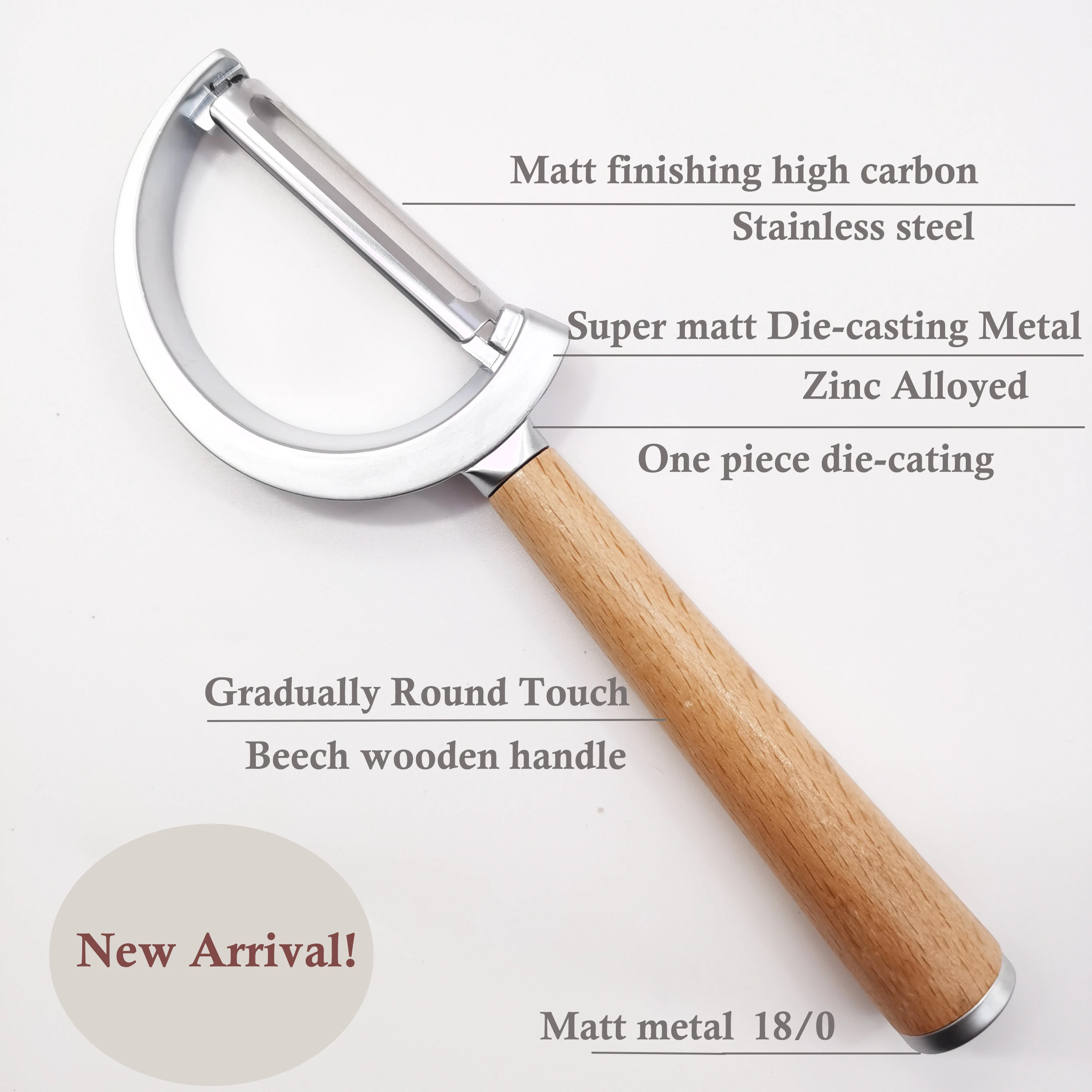 2021 NEW design high class  ready to ship in stock zinc alloyed forged peeler with beech wooden handle